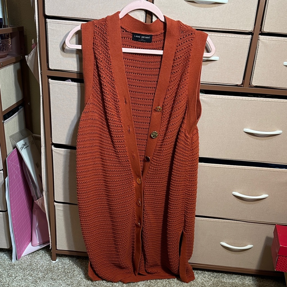 Lane Bryant Women's Orange Cardigan Vest